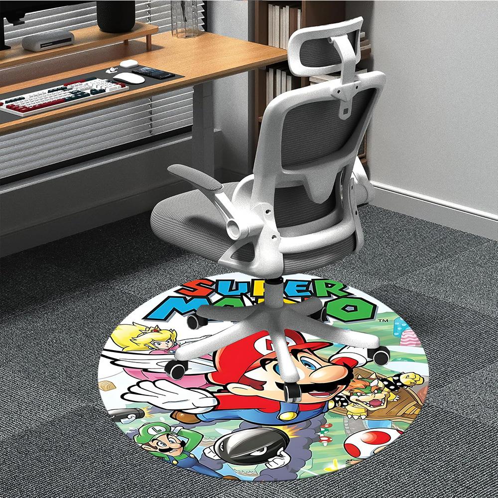 1pc Super Mario Bros. Office Round Area Rug, Under Office Chairs Bedroom Living Room Home Decor a1022284