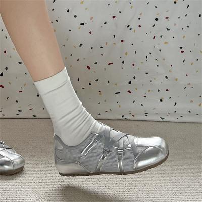 Повседневные спортивные балетки на плоской подошве, немецкие кроссовки, женские, новинка весны 2025 года, ретро, универсальные, желтые, с мягкой подошвой