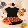 Оранжевые тыквы детские костюмы на Хэллоуин для девочек комплекты одежды для новорожденных кружевной комбинезон Petti детская обувь повязка на голову 3 шт. детская одежда
