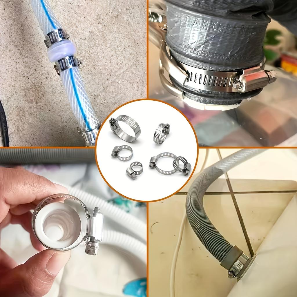 Набор хомутов из нержавеющей стали, 50 шт., T-болт от 1/4" до 1-1/8", червячная передача, надежный зажим для сантехники и автомобилестроения, металл, кольцеобразный