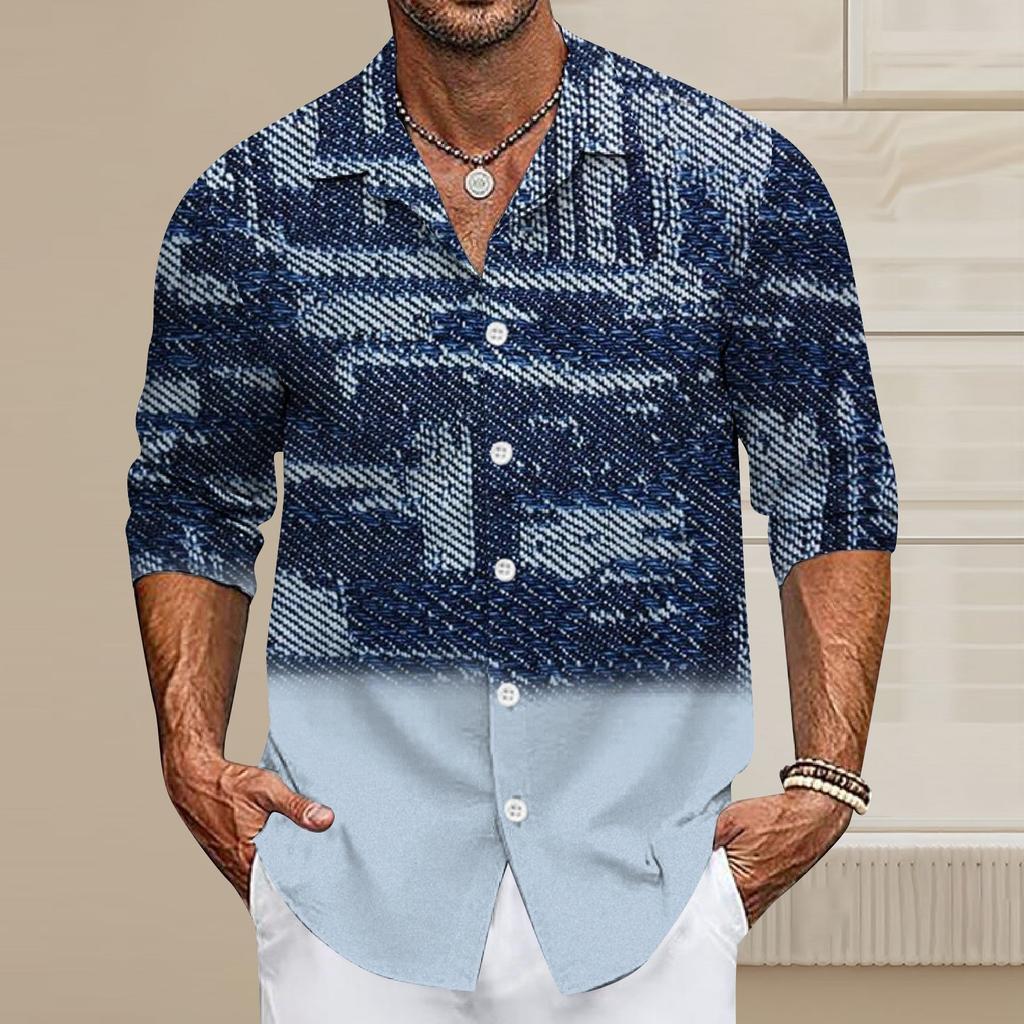 Мужская летняя новая свободная рубашка с длинным рукавом с принтом, кардиган, пляжная рубашка