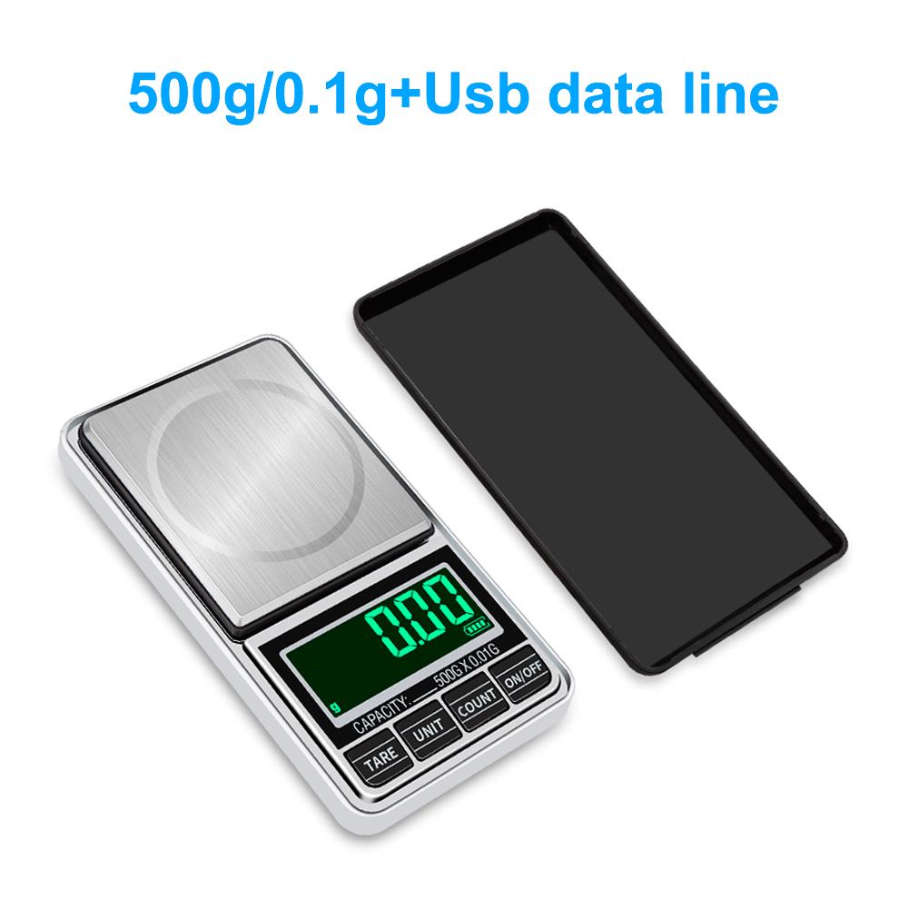 Portable Electronic Jewelry Scale 0.01g 100g/200g/300g/500g/1000g USB Plug-in Pocket Scales