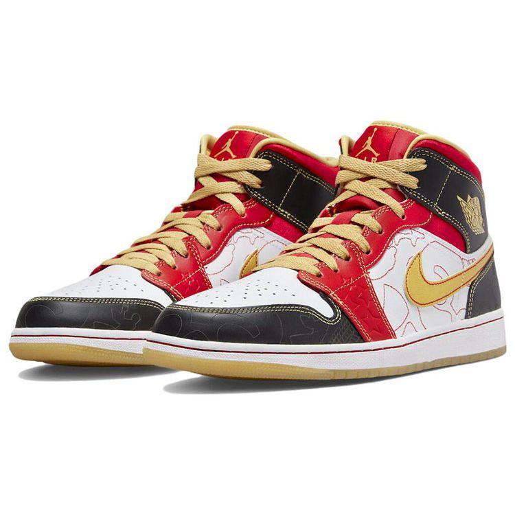 Кроссовки унисекс Air Jordan 1 Mid SE GC XQ 2022 Белое золото-Dust Sport-красный DV0576-176