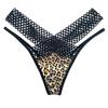 Leopard Print Thong: Women's Ice Silk Hollow-Out Strap Bandage Underwear