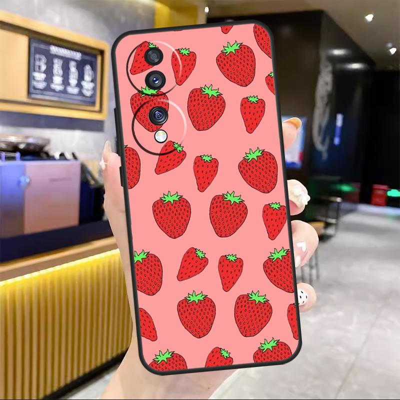 Красный чехол-книжка с клубникой для Honor Magic 4 Lite Magic 5 Pro X6a X7a X8 X9a Honor 8X 9X 10 50 70 90 Lite