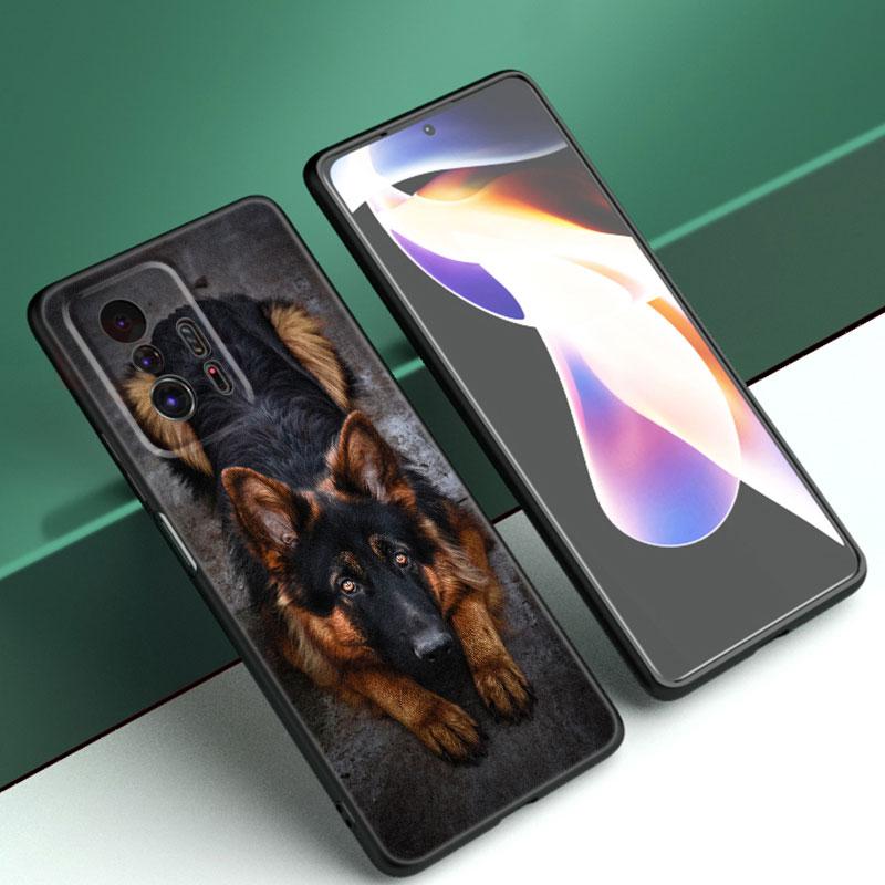 German Shepherd Dog Black Silicone Phone Case For Xiaomi Mi 9 SE 8 10 10T 11 12 13 Lite 9T 11T 12S 12T 13T 14 Pro 5G NE 11i 12X