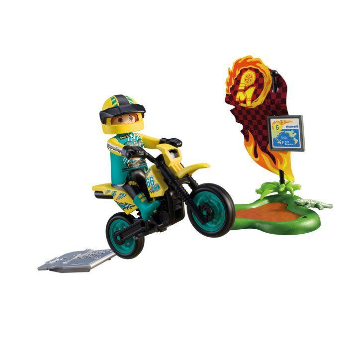 PLAYMOBIL 72065 Motocross, Véhicule de course, 21 pièces, rider & accessoires, Dès 4 ans