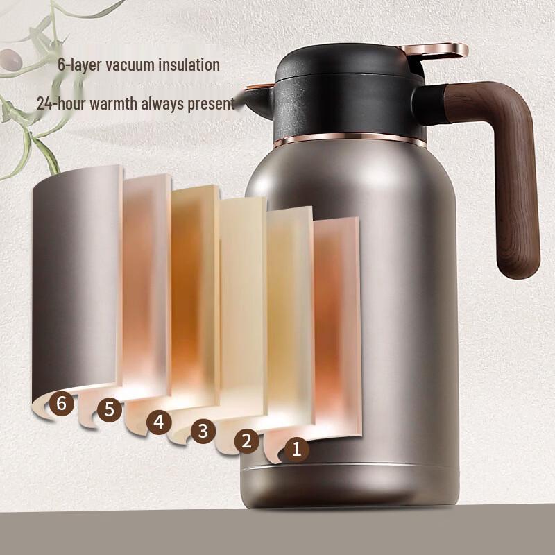 Термопот Changbaosen из нержавеющей стали с вакуумной изоляцией и деревянной ручкой