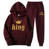 Men Women Couples Hooded Sweatshirt Set Loose Long Sleeve Fleece Sportswear Pants Casual Winter Outfit