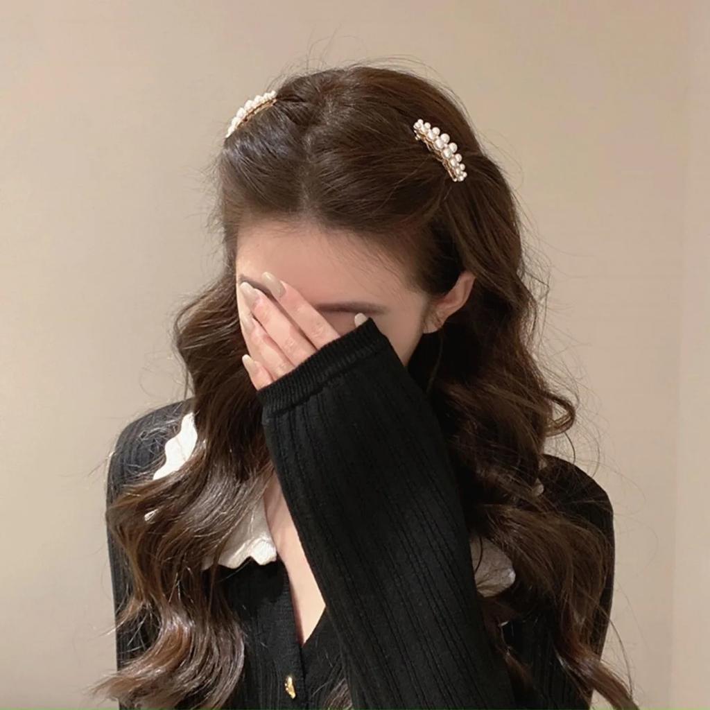 Pearls Small Hair Clip Hairpin for Women Girls Fashion Geometric Flower Barrettes Headwear Girls Sweet Hairpins Hair Accessories