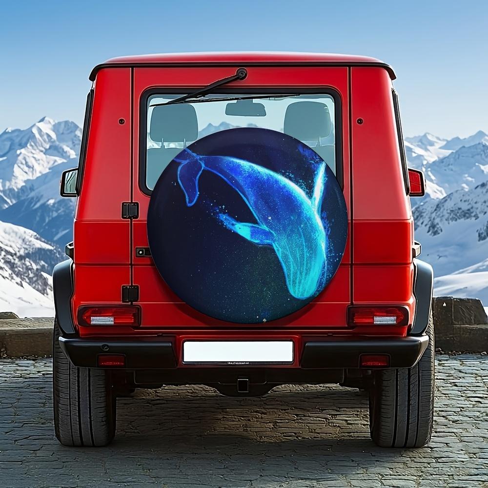 1pc, Universal 14-17 Inch Ultra-Healing Fluorescent Blue Whale Silhouette Spare Tire Cover, Suitable For Off-Road Modification,