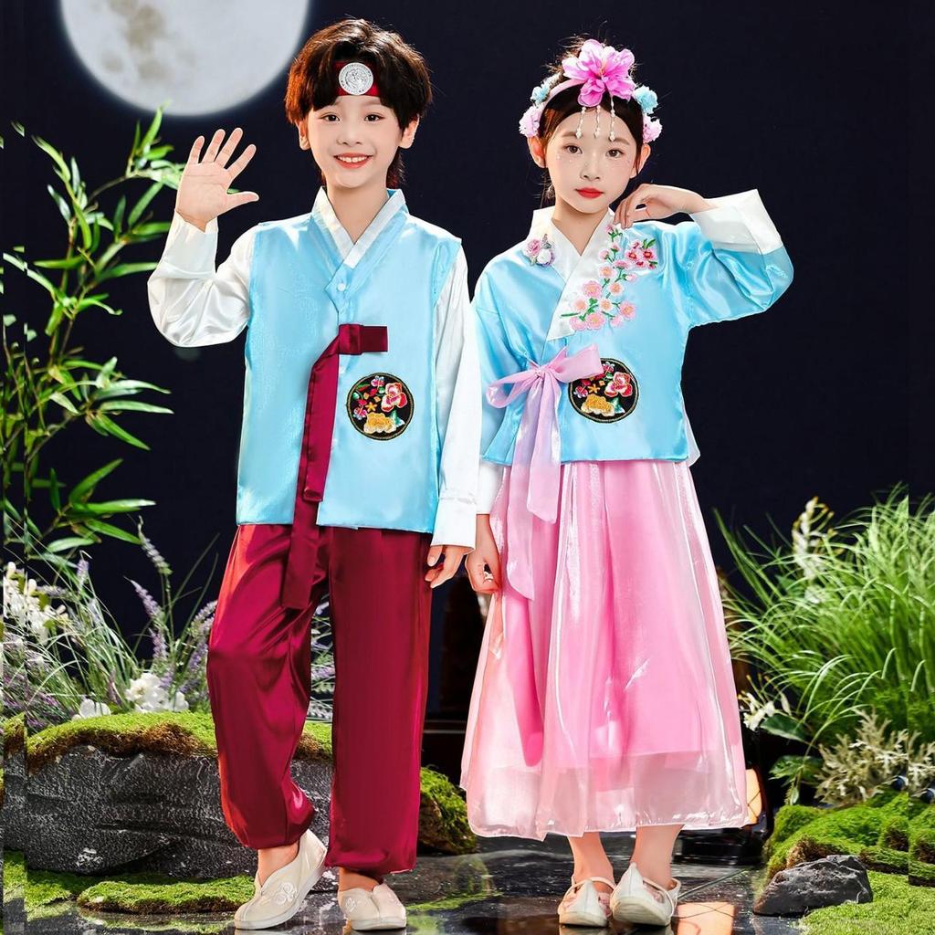 Корейский детский ханбок: Детские костюмы для танцев «Принцесса Яньцзи» для девочек и мальчиков