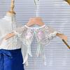 Embroidery Floral Shawl for Girls Chinese Hanfu Floral Yunjian Collar Shawl