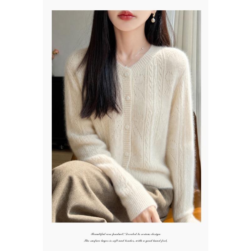 Women S Long Sleeve Loose Knit Cardigan Round Neck Soft Commute Sweater