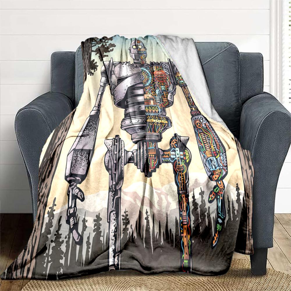 The Iron Giant Flannel Blanket, High quality Comfortable for All Seasons, Home Decor, Warmth and Comfort