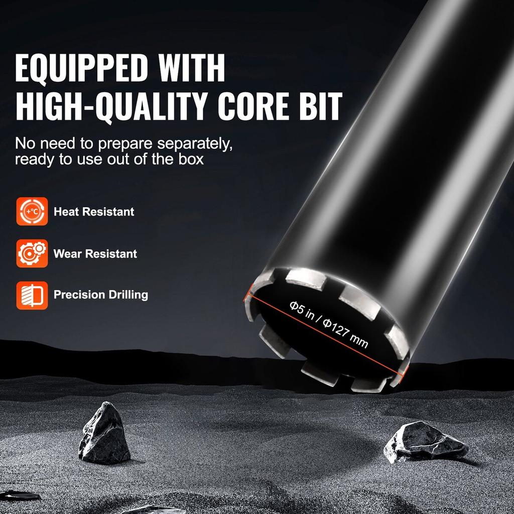 Core Drill Machine 0.8-11.8in Dia 3500W Diamond Core Drill Rig with Stand