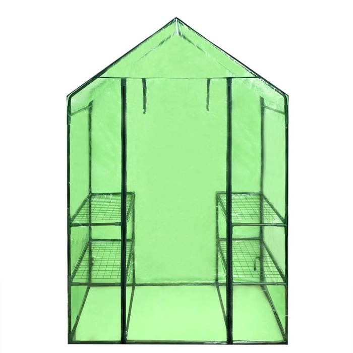 Greenhouse - vidaXL - 4 Shelves - Powder-coated Steel - UV-resistant - Transparent Green