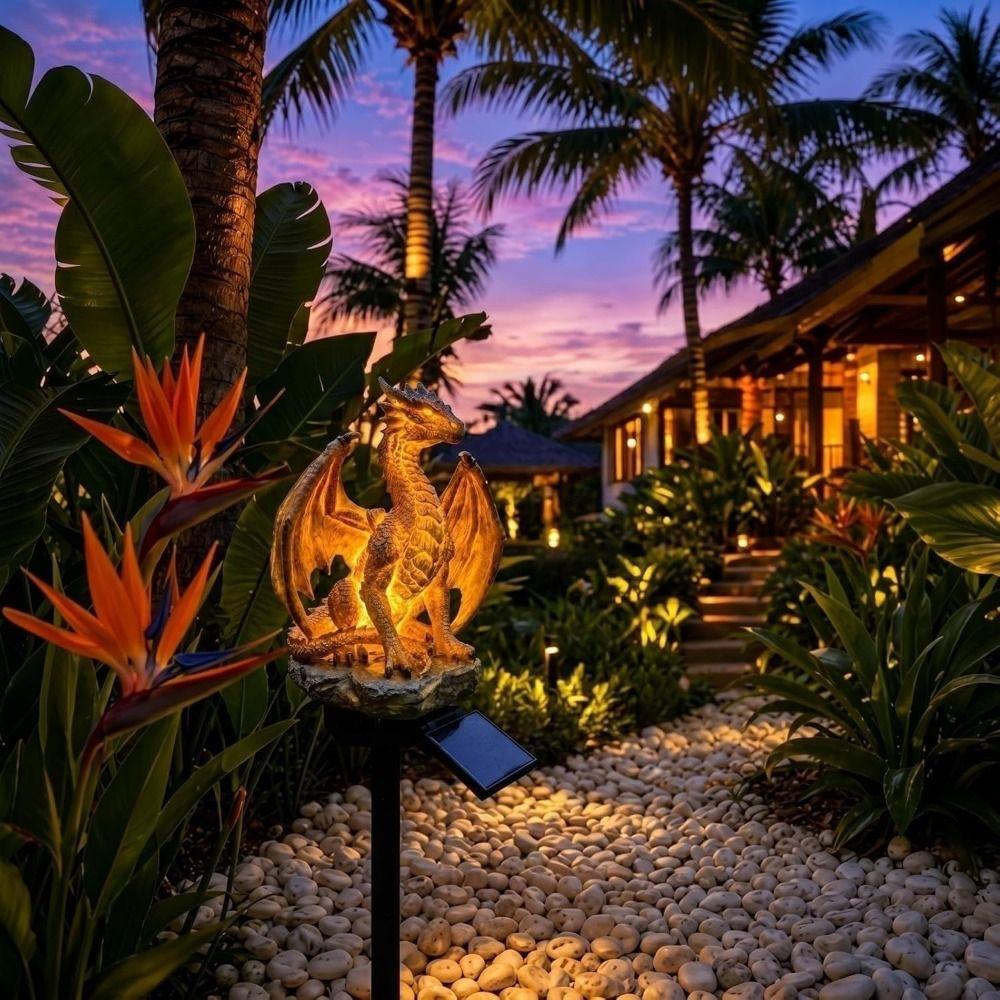 Solar Powered Solar Garden Light Dragon Shape Solar Stake Light Dragon Garden Light  Pathway Decor