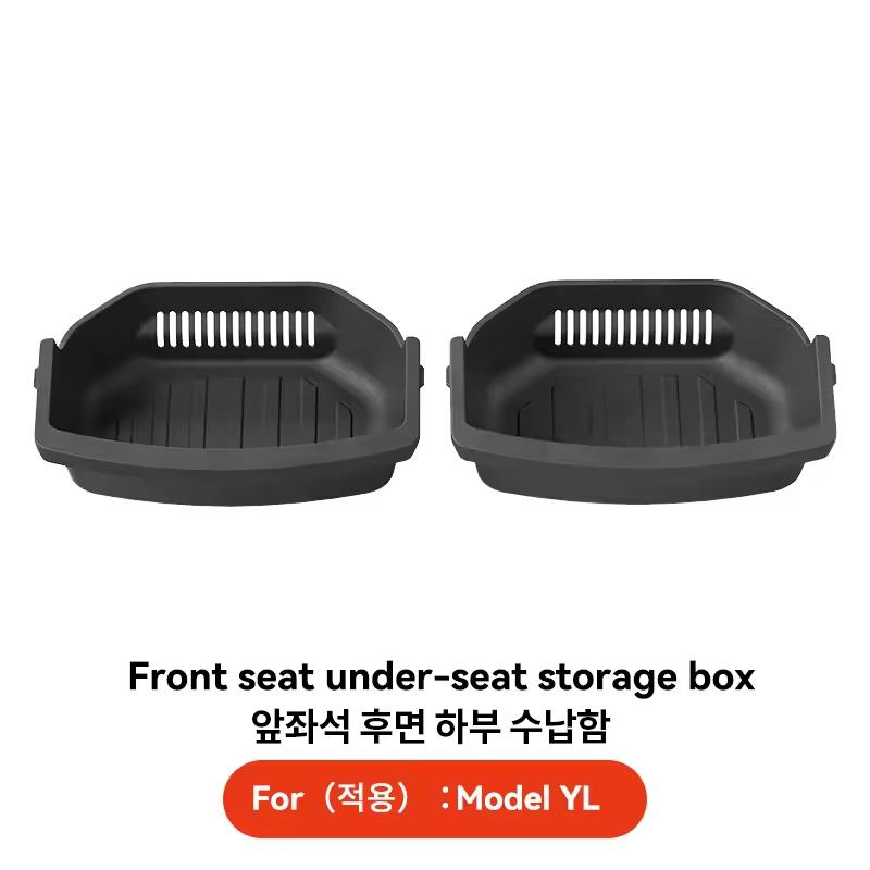 Under Seat Storage Box For Tesla Model YL 6-Seater 2026 TPE Drawer Front Rear Seat Lower Organizer Tray Trash Can Car Accessory