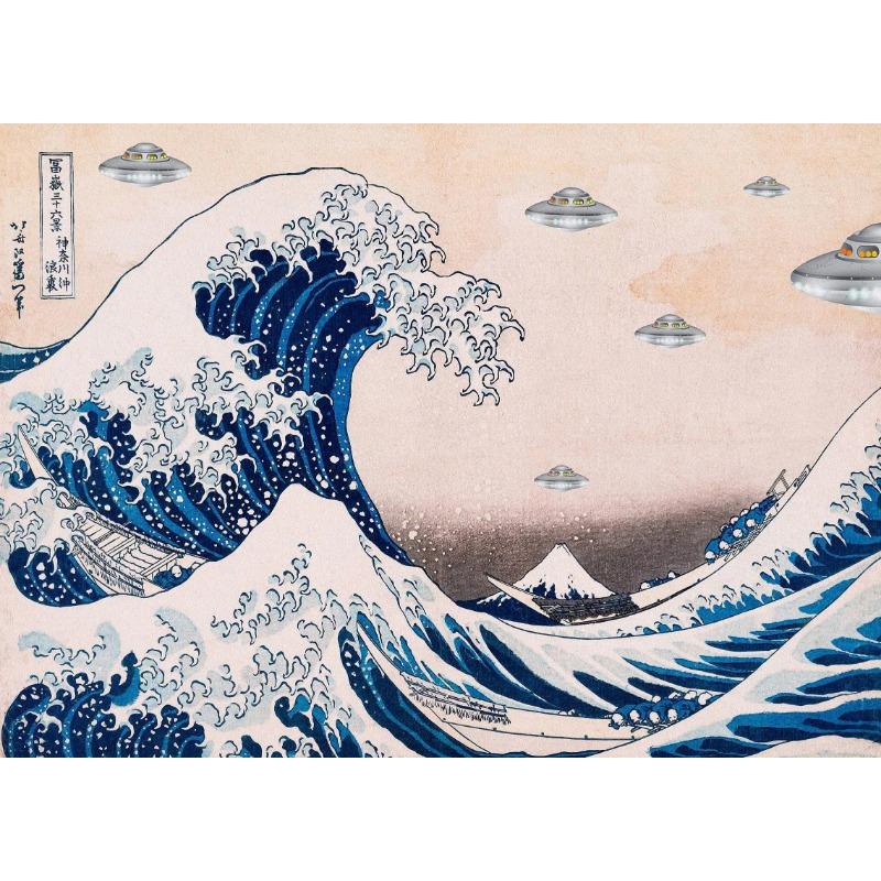 Постер НЛО «Черная ночь» Холст Живопись Принты Инопланетная Летающая тарелка Арестовывает Людей Странная Стена Домашнее украшение Cuadros