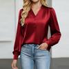 Женская шелковая рубашка повседневная рабочая деловая рубашка с длинным рукавом и V-образным вырезом