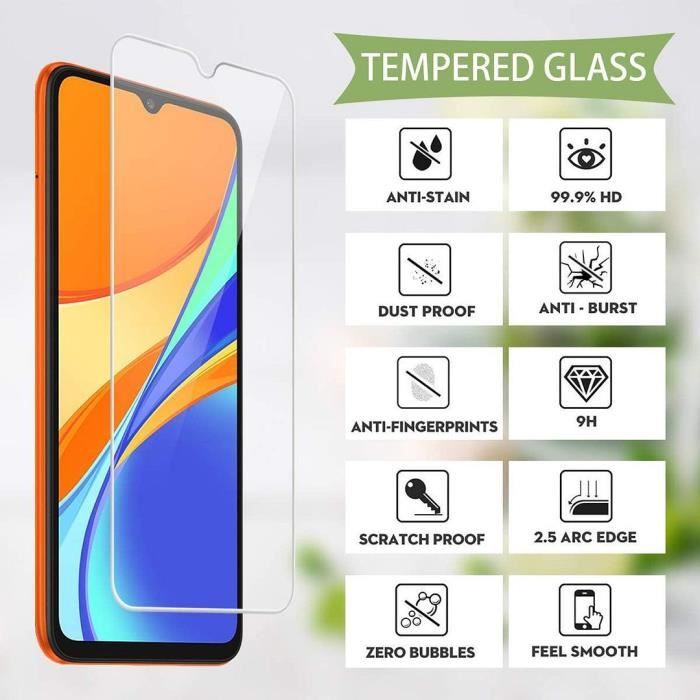 Чехол из силикона - E.F.CONNECTION - для Xiaomi Redmi 9C - Черный силикон - 2 закаленных стекла - 2 защитных стекла для камеры