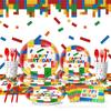 Lego Building Block Party Supplies Building Block Birthday Decoration Disposable Party Paper Plate Paper Cup Tissue Tablecloth Arrangement