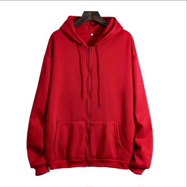 Unisex Plus Size Fleece Lined Zipper Hoodie Jacket
