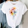 (Asian Size) Trend Plant 90s Clothing Casual Flower Women Tee Top Fashion Short Sleeve T Shirt Print Lady Female Graphic T-shirts