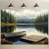 No Installation Needed  Easy Hang Nature Landscape Tapestry  Serene Lake Boats  Mountains Wall Decor  Soft Peachskin Fabric