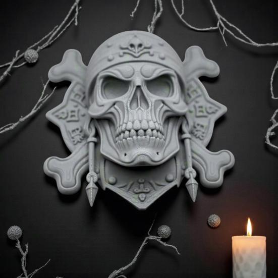 Пиратский скелет Настенный декор Хэллоуин Пластиковая человеческая голова Поделка для гаражей Гостиных Спален Офисов Декор