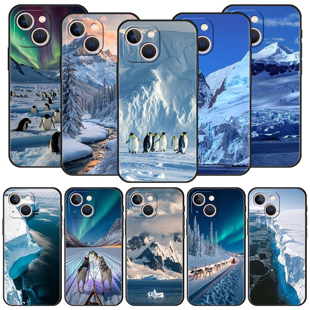 Снежный пейзаж Антарктиды Чехол для телефона Для iPhone 17 Air 16 Plus 13 15 14 12 11 Pro MAX 7 8 SE Мягкий ТПУ Ударопрочный Чехол Funda