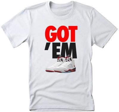 Рубашка в тон кроссовкам Retro 5 Fire Red-GOT'EM Футболки в тон кроссовкам ТРЕНДОВАЯ Унисекс Футболка