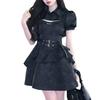 AOTYP Gothic Black Sleeveless Mini Dress for Idol Perfect for and Christmas Perfect for Mori Girl Perfect for a Size Cosplay, Events, Parties, Gifts.