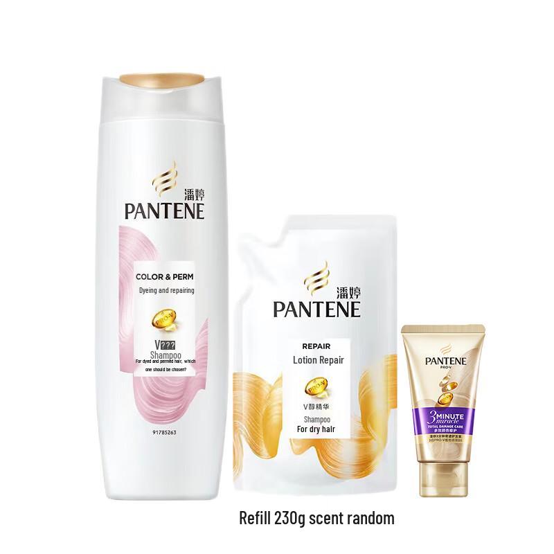 Pantene Color & Perm Repair Shampoo Set with Refill & Conditioner