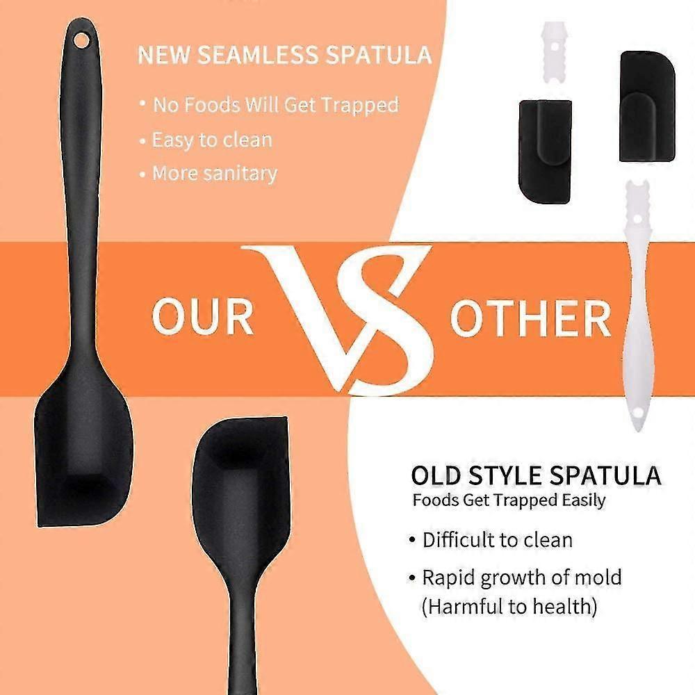 Dough Scraper Silicone Spatula Silicone Dough Spatula Set Cooking Spoon and Spatula (Black 6-Piece Set)