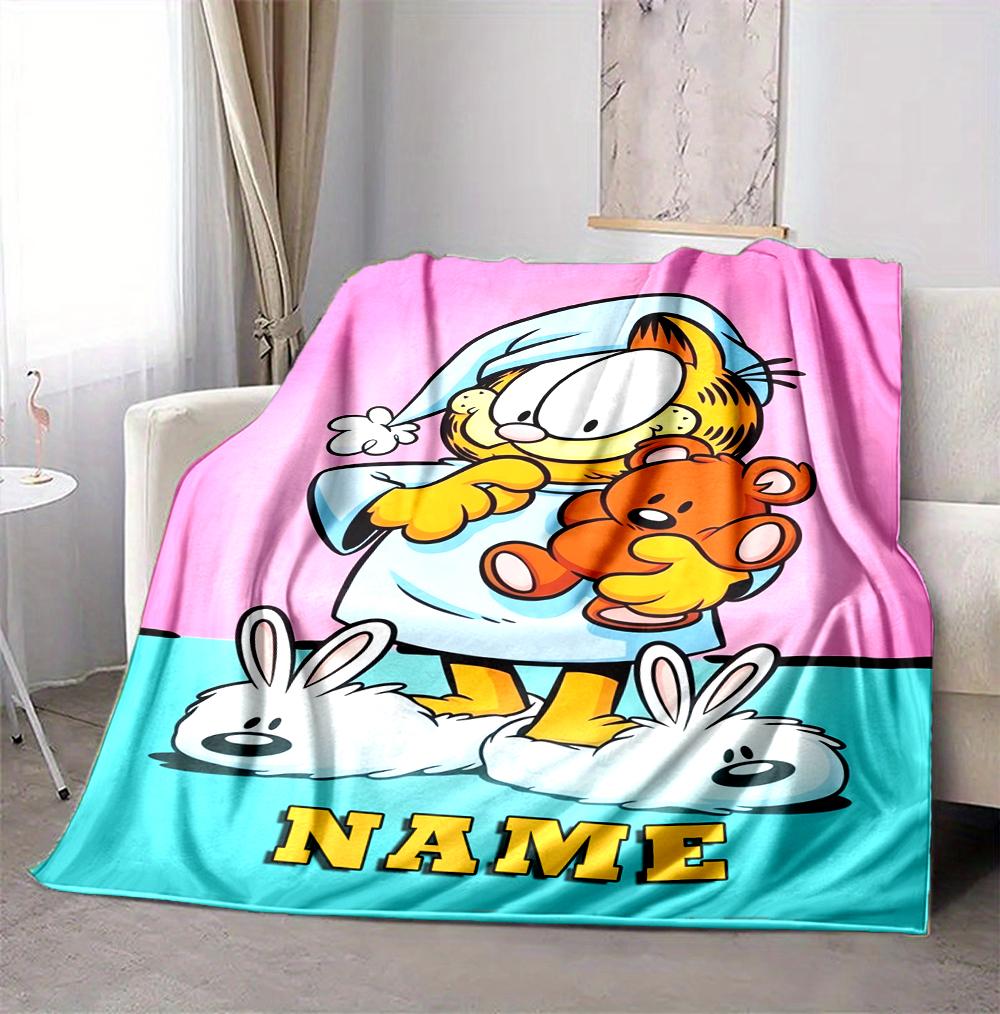 Custom Name Garfield's Attitude Flannel Blanket Throw Blanket Soft Warm Sofa Bed home Decor Unique Gift
