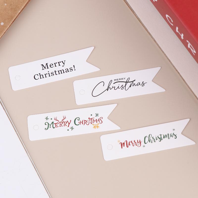 100 шт. Рождественские подарочные бирки, праздничные этикетки для подарков с надписью Merry Christmas, декоративные подвесные бирки