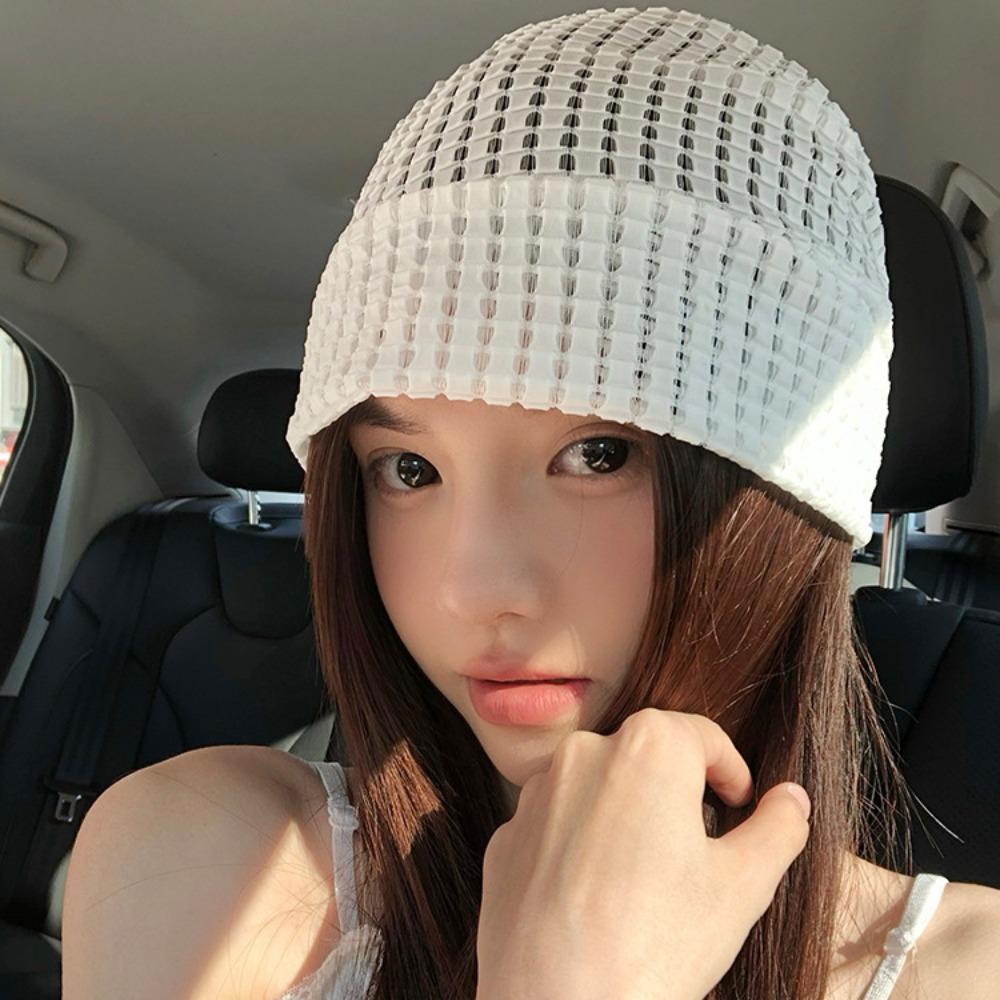 Клетчатая шапка-бини, хлопковая шапка с вырезом, креативная шапка-пуловер для отдыха на природе