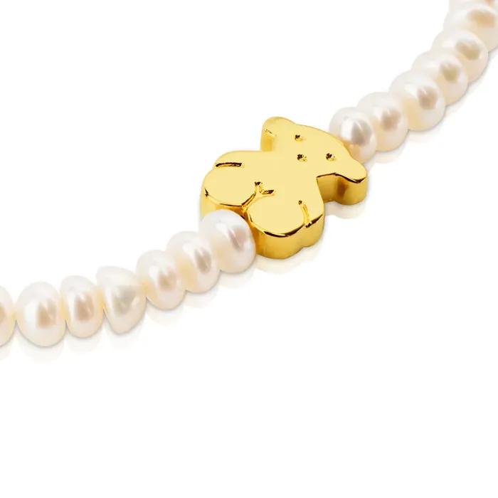 [TOUS] 18K Gold Sweet Dols Pearl Bear 1.15cm Elastic Bracelet 015901010