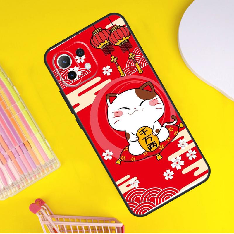 Китайский милый счастливый кот Чехол Для Xiaomi 14 Ultra 13 11T 12T 13T 14T Pro POCO X7 X6 Pro X3 X5 F3 F5 M6 F6 Pro Чехол