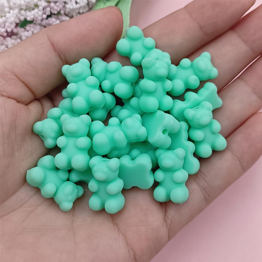 Высокое качество 20 шт. однотонных резиновых бусин 18*11 мм браслеты в форме медведя изготовление украшений своими руками ожерелье милые бусины в форме медведя