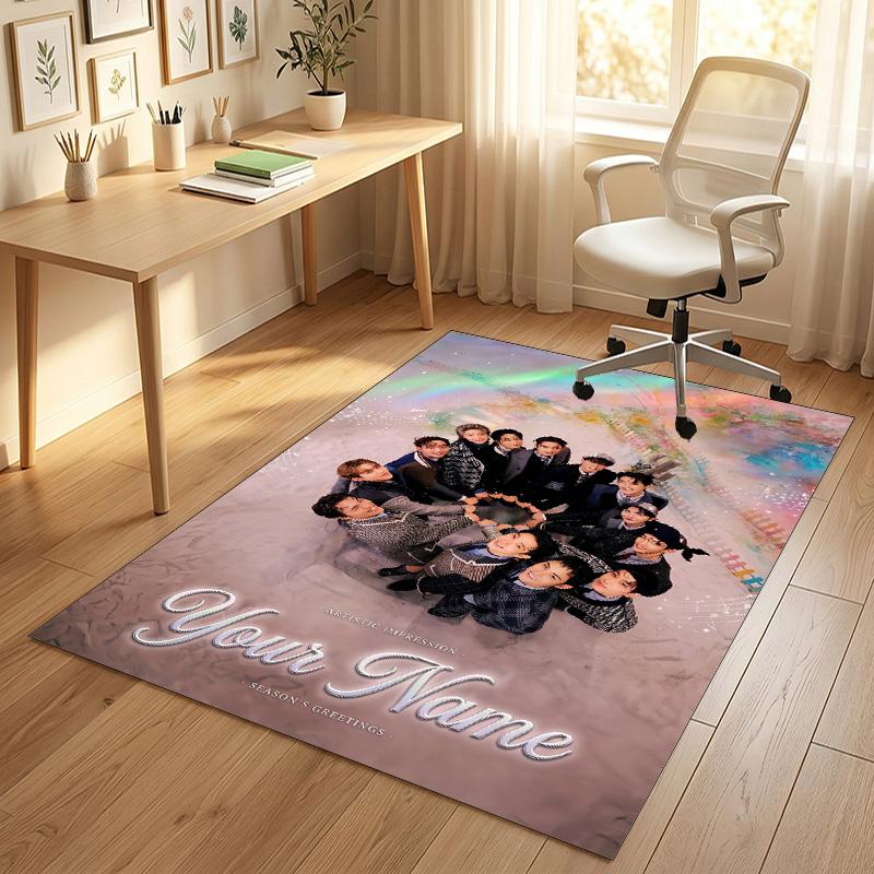 Personalized Crystal Velvet Carpet,SEVENTEEN Custom Printed Name, Plush Area Rug For Home Indoor Decor