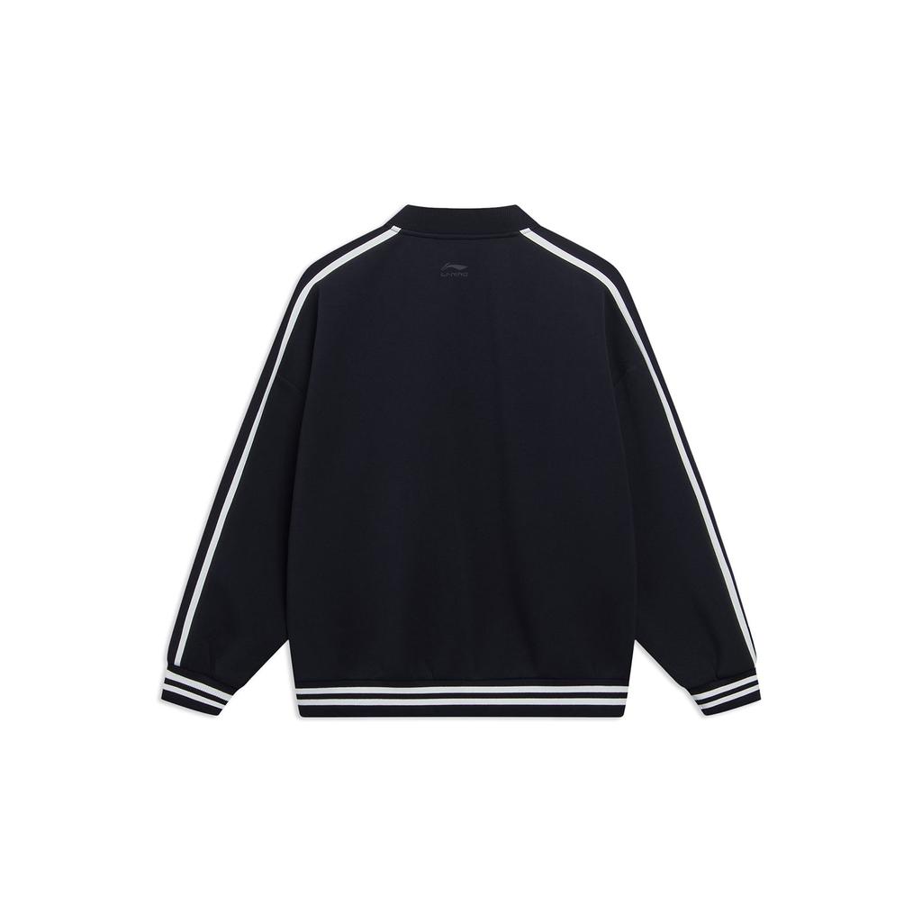 LiNing Sports Fashion Series однобортная куртка с бейсбольным воротником и логотипом с цветными блоками, черная куртка унисекс, AWDT545-2