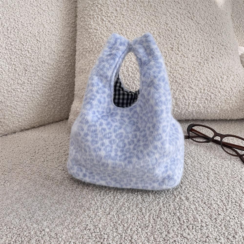 Женский клатч с леопардовым принтом, мягкий плюшевый, осенне-зимний, модная сумочка, тоут, для хранения