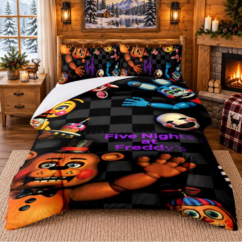 Five Nights at Freddy’s Pattern Bedding 3Pcs Set Bed Sheet And Pillowcases For Indoor Bedroom