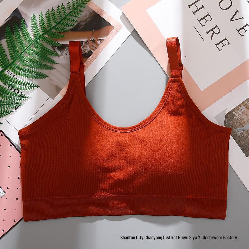 Seamless Ribbed Bandeau Tube Top with Adjustable Straps - Wirefree Strapless Sports Bra for Women