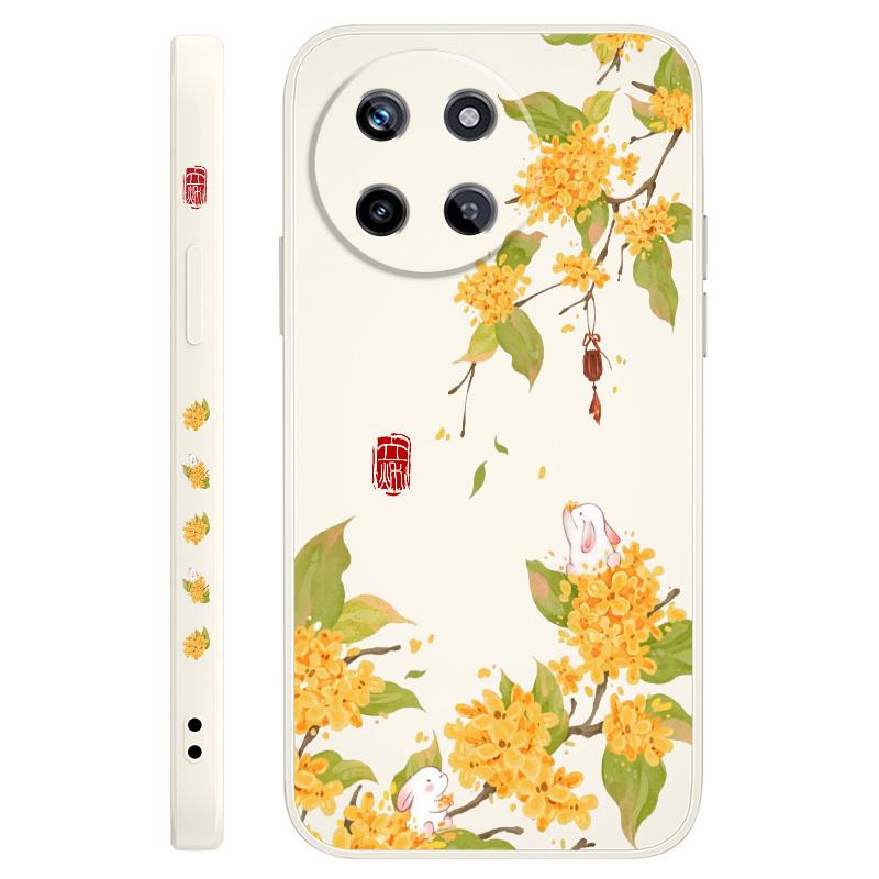 Osmanthus Rabbit Phone Case For OPPO Realme 12 11 10 9 9i 8 8i 7 Pro Plus C35 C21Y C25Y C25 4G 5G Liquid Silicone Cover