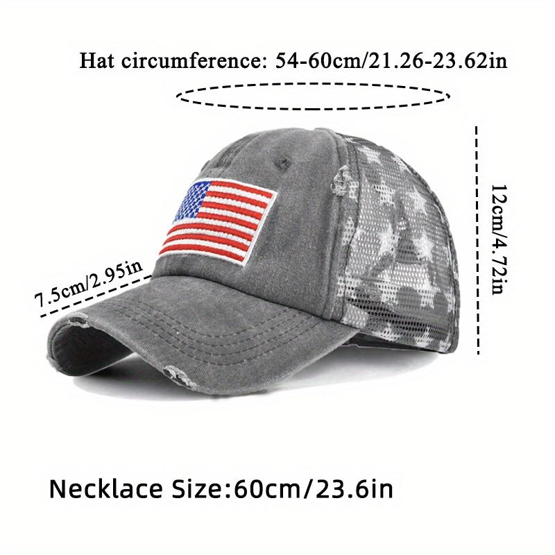 2Pcs Men Women Sports Baseball Cap Necklace Set Couple Cross Pendant Necklace Embroidery Duck Tongue Mesh Cap Fashion Casual Sun Protection Shade Cap