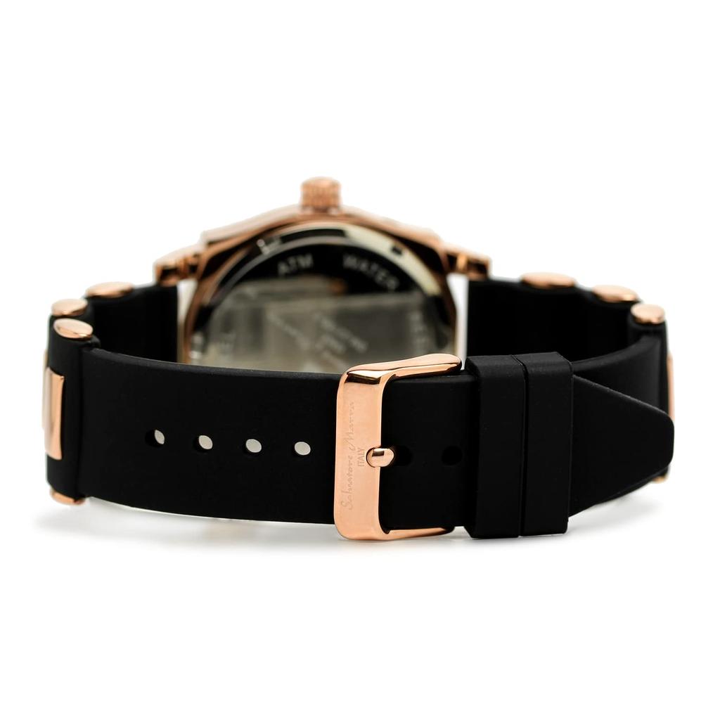 Watch Moon Phase Multi Calendar 5 ATM Water Resistant Business Formal Rubber Belt Limited Model White Pink Gold [Salvatore Mara] Men's SM22105R-PGWH